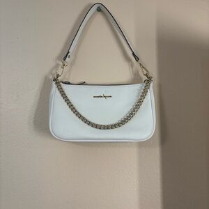 Nanette Lepore White Shoulder Bag with Gold Chain